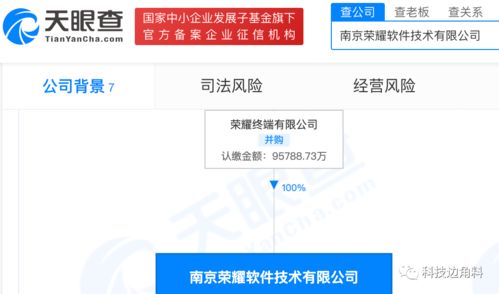 榮耀在南京成立軟件技術公司，注冊資本超9.57億元，加碼信息技術咨詢服務